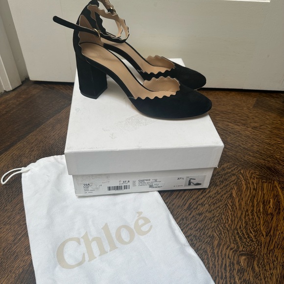 Chloe Carolina black suede ankle strap pump - Picture 1 of 5